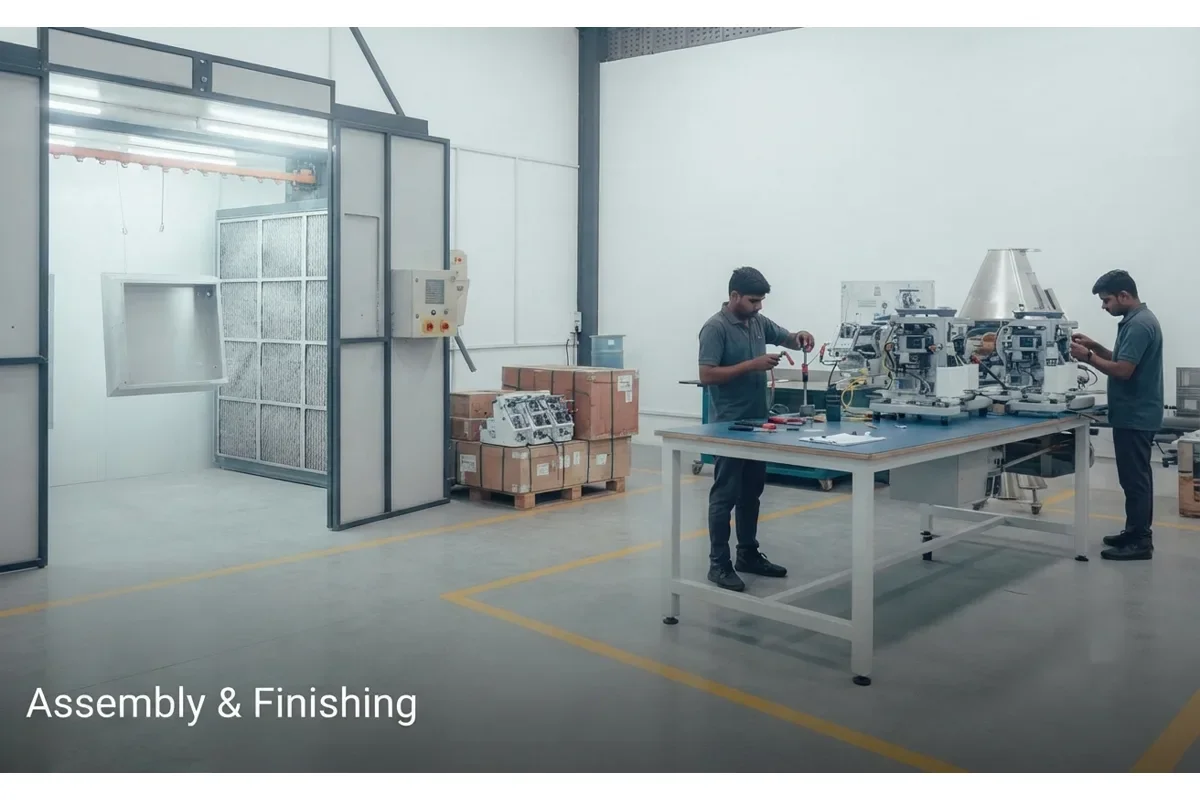 Assembly and finishing area in the Unified Steel Industries facility