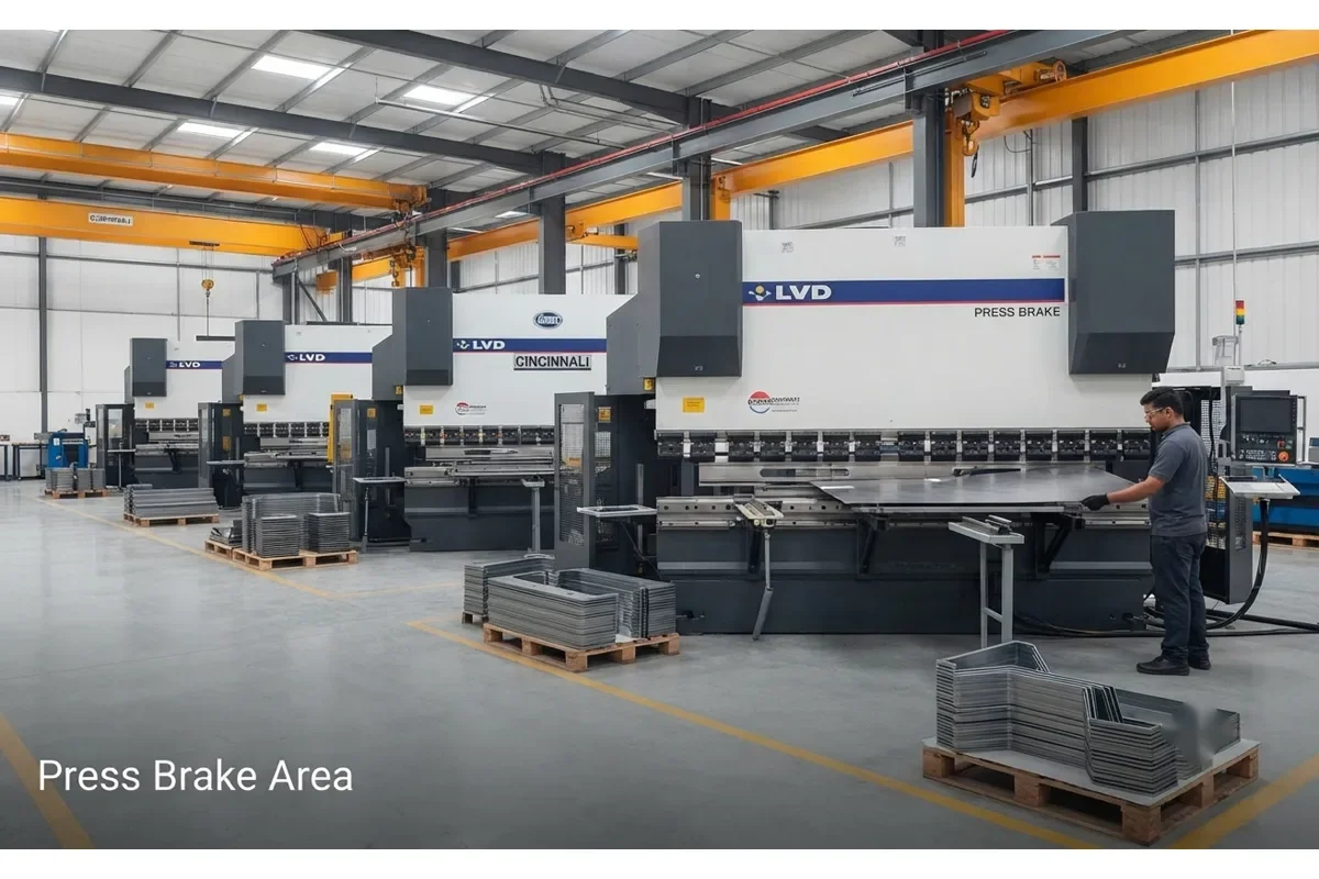 CNC press brake equipment in the Unified Steel Industries facility
