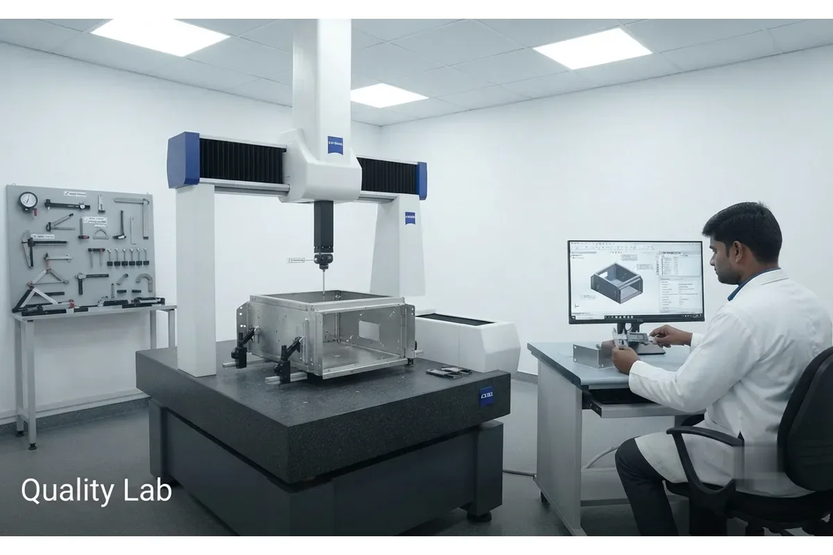 Quality inspection lab in the Unified Steel Industries facility